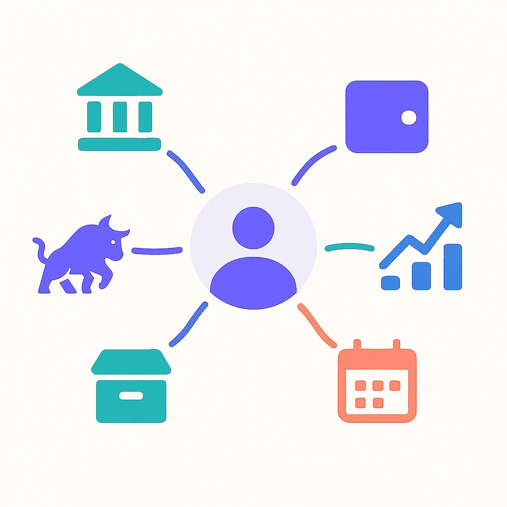 Illustration of financial projections and investments.