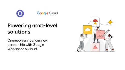 The Onemoola and Google Partner logos with abstract background representing technology and security.